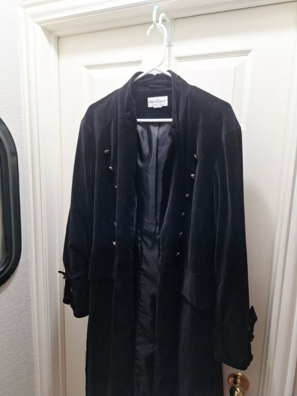 Vintage Newport News Black Velvet Military Style Longline Coat